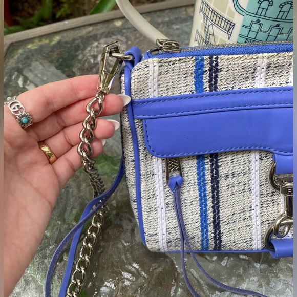 Rebecca Minkoff Blue & Grey Tweed Mini M.A.C. Crossbody Purse - Picture 6 of 14